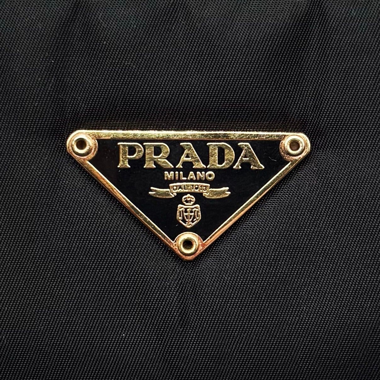PRADA Nylon Tote Bag Black Gold Unisex Authentic Triangular Plate Handbag thumbnail 9
