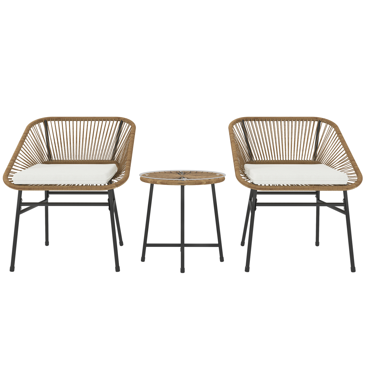 Outsunny Rattan Bistro Set Small Balcony Furniture with Cushion - Light Grey
