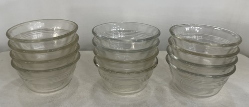 12 Pyrex #463 Pudding Tasse Auflaufförmchen Schale Schüsseln 3 Ringe überbacken 6 Unzen Set