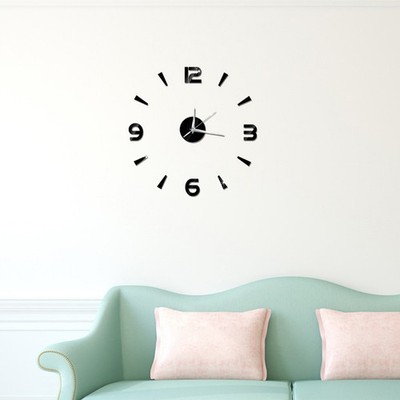 3D Wall Clock Large Number Stick-on Modern Frameless Wall Clock DIY ...