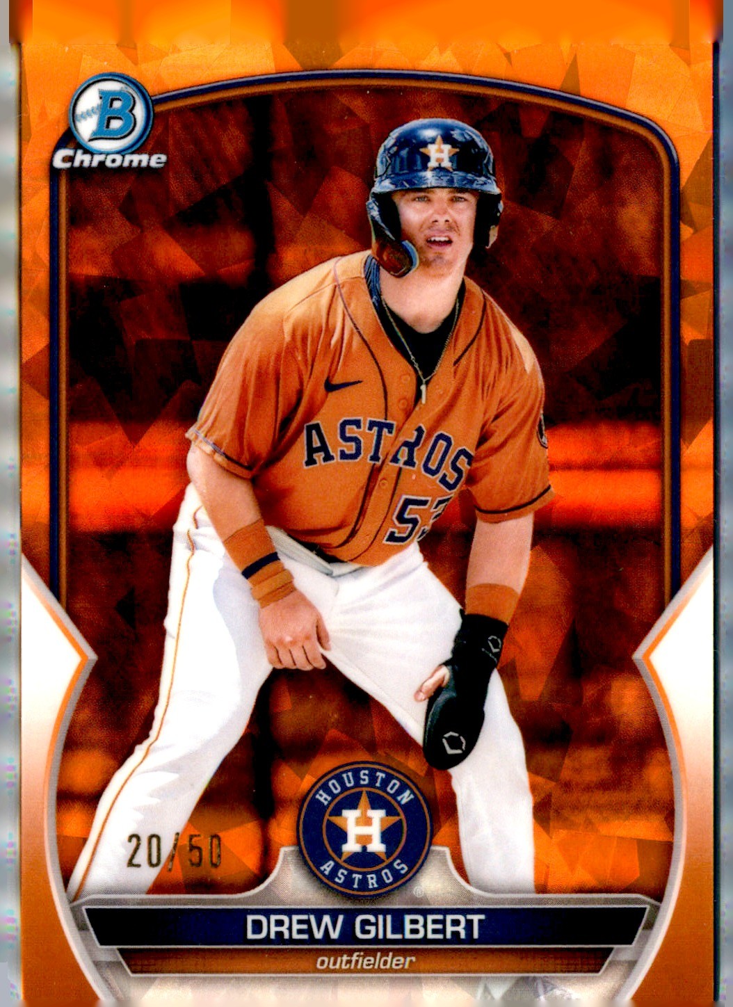 Drew Gilbert 2023 Bowman #BCP-16 Chrome Sapphire Orange #/50
