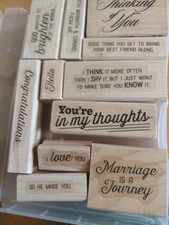 Lot of 11 Wood Mounted Rubber Stamps Marriage Love congratulations
