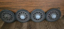 4 Vintage 1940s Hamiltons Greyhound Wagon Wheels And Hubcaps ( Missing 1 Hubcap)