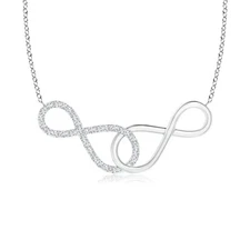 ANGARA 0.12 Ct Natural Diamond Sideways Infinity Necklace in Silver (0.9mm)