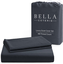 Charcoal Grey Luxury Bamboo Viscose Queen Duvet Cover Set - Ultra Soft  Cooling