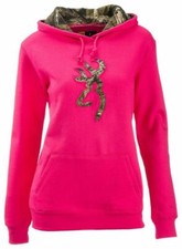 Browning Buckmark Hot Pink Hoodie - Mossy Oak Camo Sweatshirt Ladies Fuchsia