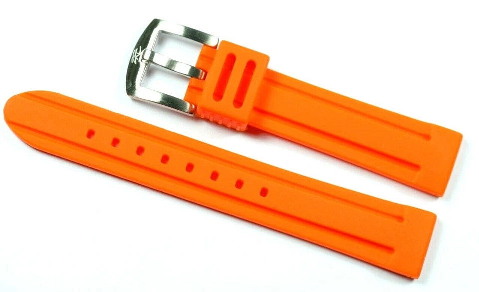 18 mm CORREA DE RELOJ NARANJA SILICIO DE ZRC ANTIALÉRGICA LAVABLE DEPORTES NUEVO Foto 2 de 4
