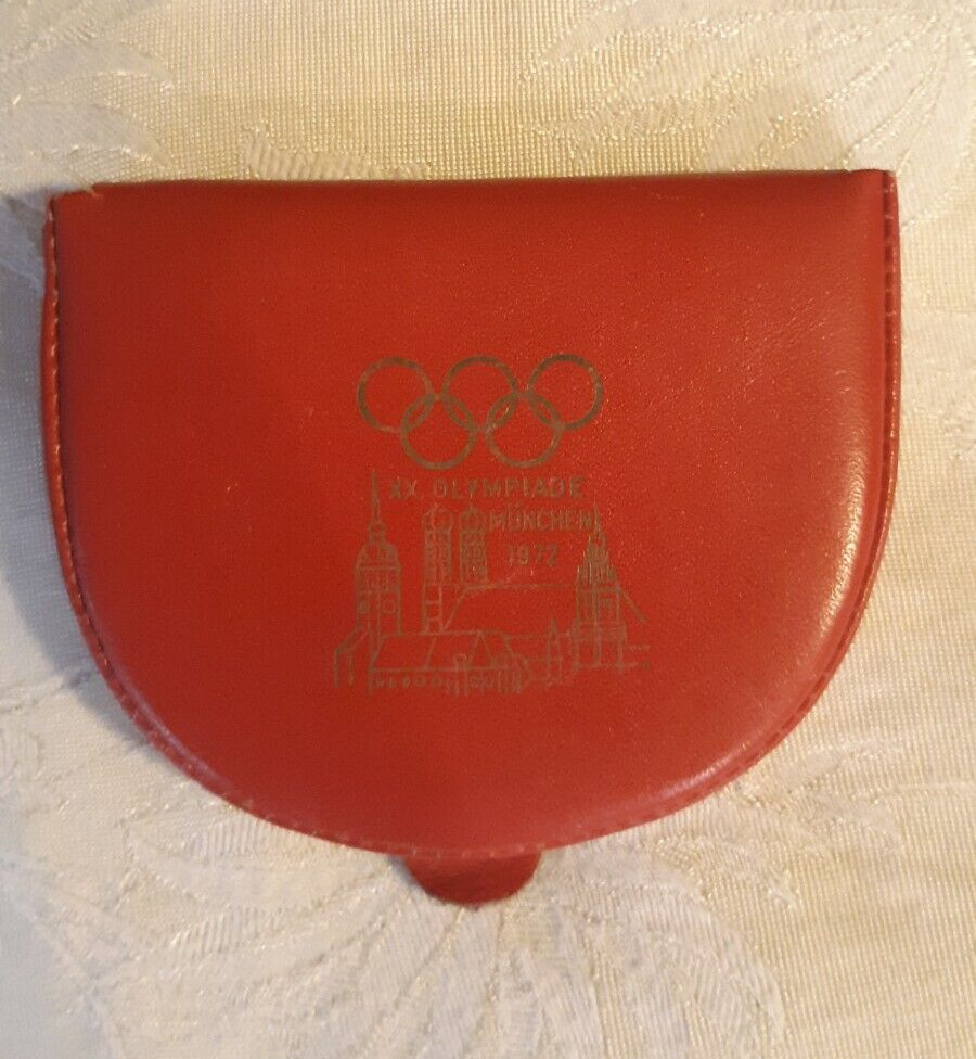 Cartera monedero de cuero rojo Olimpiada de Munich 1972 Juegos Olímpicos de Munich Alemania
