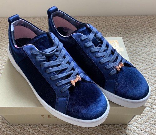 Ted Baker Navy Velvet Low-Top Trainers 
