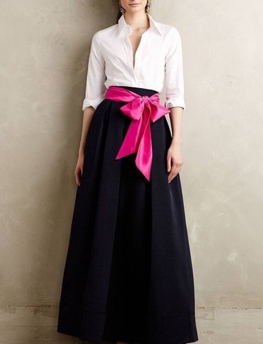 Jupe Cercle Longue En Taffetas Noir Sur Mesure - Soirée, Cocktail, Style Personnalisé
