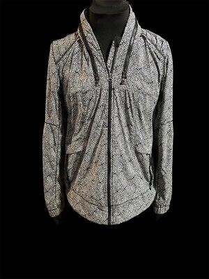 Lululemon Spring Forward Jacket in Plush Petal Black Gost Stow Away Hoodie Sz 10