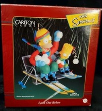 The Simpsons 2000 Look out Below Bart Homer Skiing Carlton Cards Ornament 82