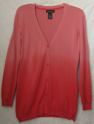 Women's Sweater Project V-Neck Tie Dye Cardigan Sweater Melon Size XL