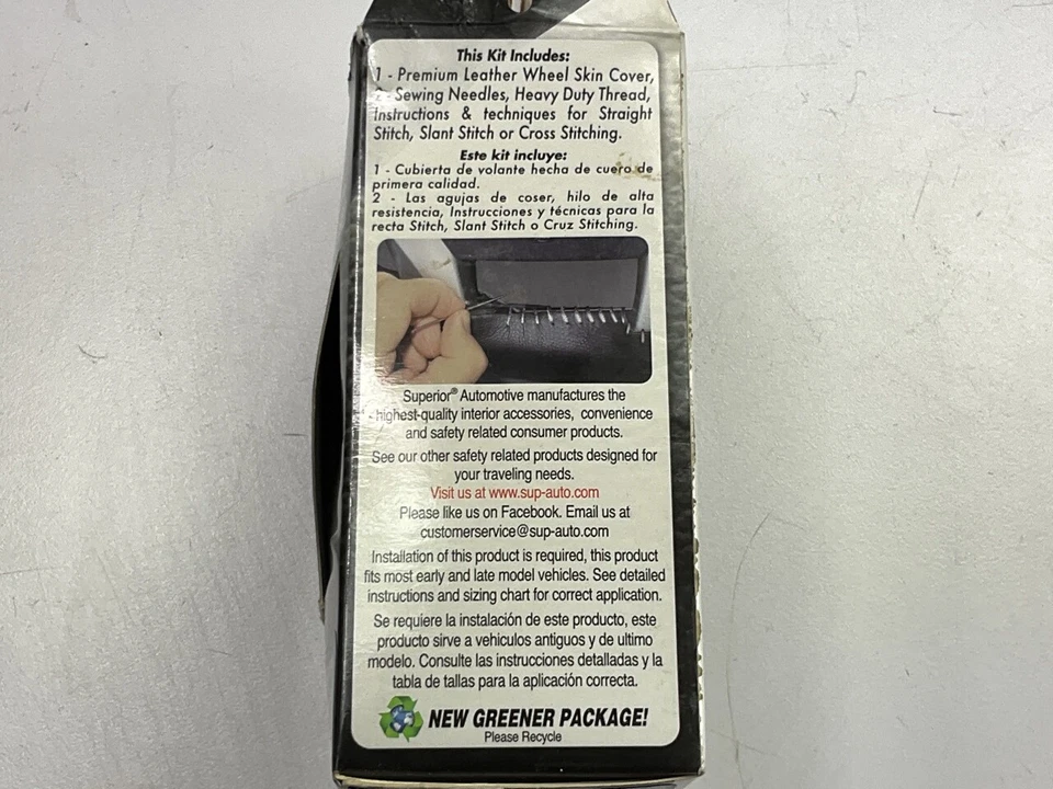 Superior 58-0650B NEGRO Cuero Genuino Cubierta de Volante con Cordones Empuñadura de 3-1/8" Foto 3 de 4