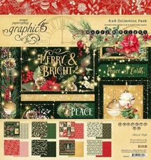 GRAPHIC 45 "MERRY & BRIGHT" 8X8 PAPER PACK CHRISTMAS HOLIDAYS SCRAPJACK'S PLACE