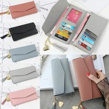 Women's Trifold Wallets PU Leather Multiple Card Slots Purse Coin Pocket Handbag