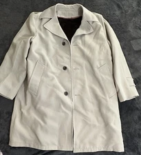 Richman Brothers Mens 42 Tan Trench Coat Removable Lining , Vintage Fall