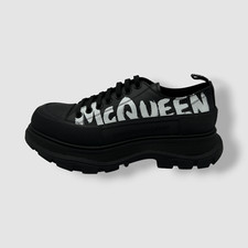  950 Alexander McQueen Men's Black Leather Lace-Up Sneaker Shoes Size 45