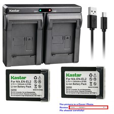 Kastar Battery Dual USB Charger for Nikon EN-EL2 ENEL2 9904 BP-NKL2 DDEN-EL2