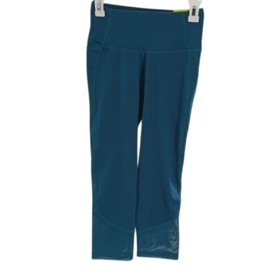 All In Motion Womens XS Power Waist High Rise Capri Leggings Teal Athletic