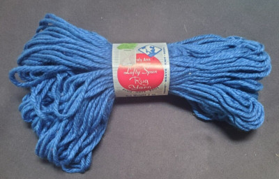 Blue Vintage Lovely Ann Heavy Rug Yarn 70 Yds Skein NOS Rayon Cotton Blend