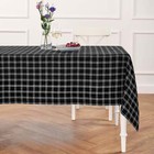 Solino Home Rectangle Linen Blue Tablecloth for Christmas Dining Marseille Plaid