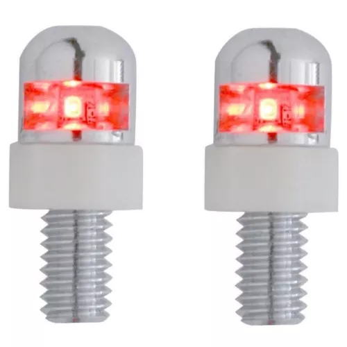 Red LED Light License Plate Frame Fastener Pair Stainless Screw Bolt Car Truck - Foto 1 di 3