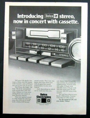 1978 DELCO ELECTRONICS AM/FM Stereo Cassette Car Radio Magazine Ad