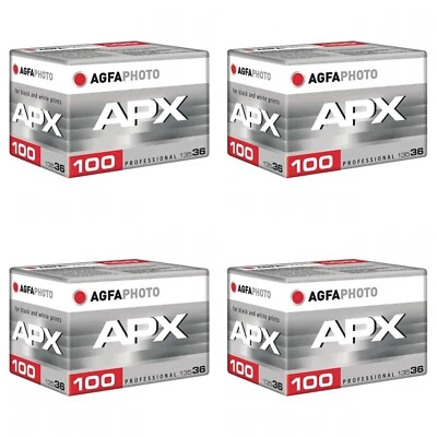 AgfaPhoto Confezione 4 APX 100 Prof 135-36 B&W 36 Esposizioni - STOCK UFFICIALE UK