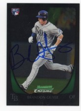 SIGNED BASEBALL CARD AUTO TAMPA BAY RAYS BRANDON GUYER BOWMAN CHROME 2011 #43 RC