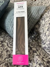 donna bella hair extension 14" clip in  dark chestnut/medium ash