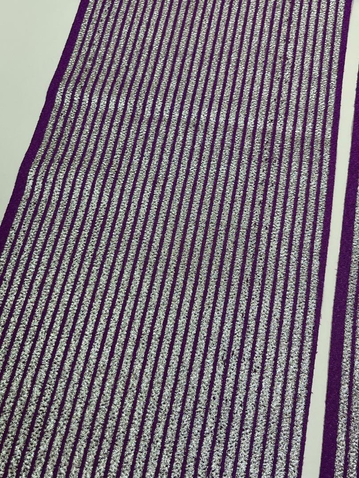 Japanese Crepe HalfCollar Silver Lame Striped Kimono LongSleeved eBay