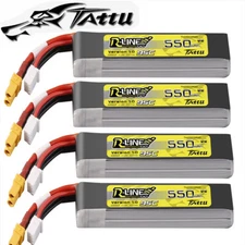 4X Tattu R-Line 550mAh 7.4V 2S Lipo Battery Long XT30 Plug For FPV Racing Drone
