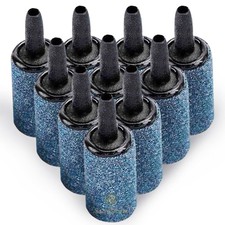 SunGrow 10-Pack Air Stone Bubble Cylinder for Aquarium Pump, Small, Blue