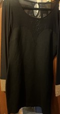 Women’s XL Black Mesh Dress With Gold Rhinestones