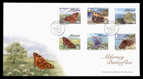 DR WHO 2008 ALDERNEY GUERNSEY FDC BUTTERFLY CACHET COMBO w29658