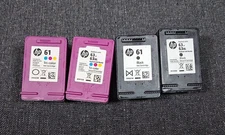 Lot of 4 Empty HP Ink Cartridges – HP 61 & HP 63 – 2 Black, 2 Color – For Refill