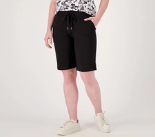 Denim Co. Active French Terry Pull-On Bermuda Shorts, Black Sz M a588141