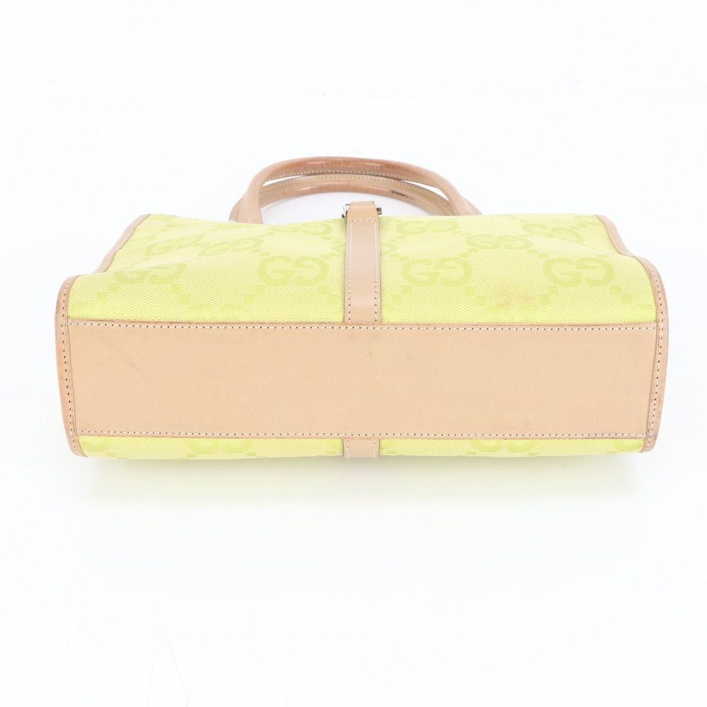 Gucci Jackie Jumbo GG Canvas Leather Tote Yellow Women's Handbag Authentic thumbnail 6