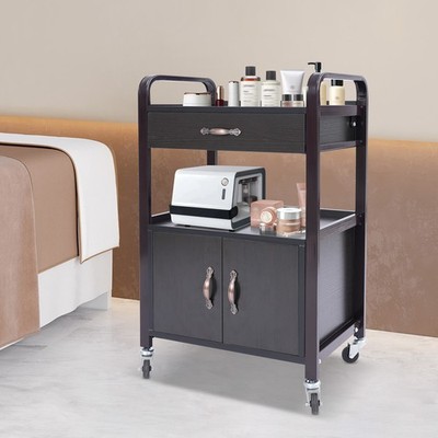 Salon Trolley Cart Rolling Salon Station with Drawer & Cabinet for Barber Beauty