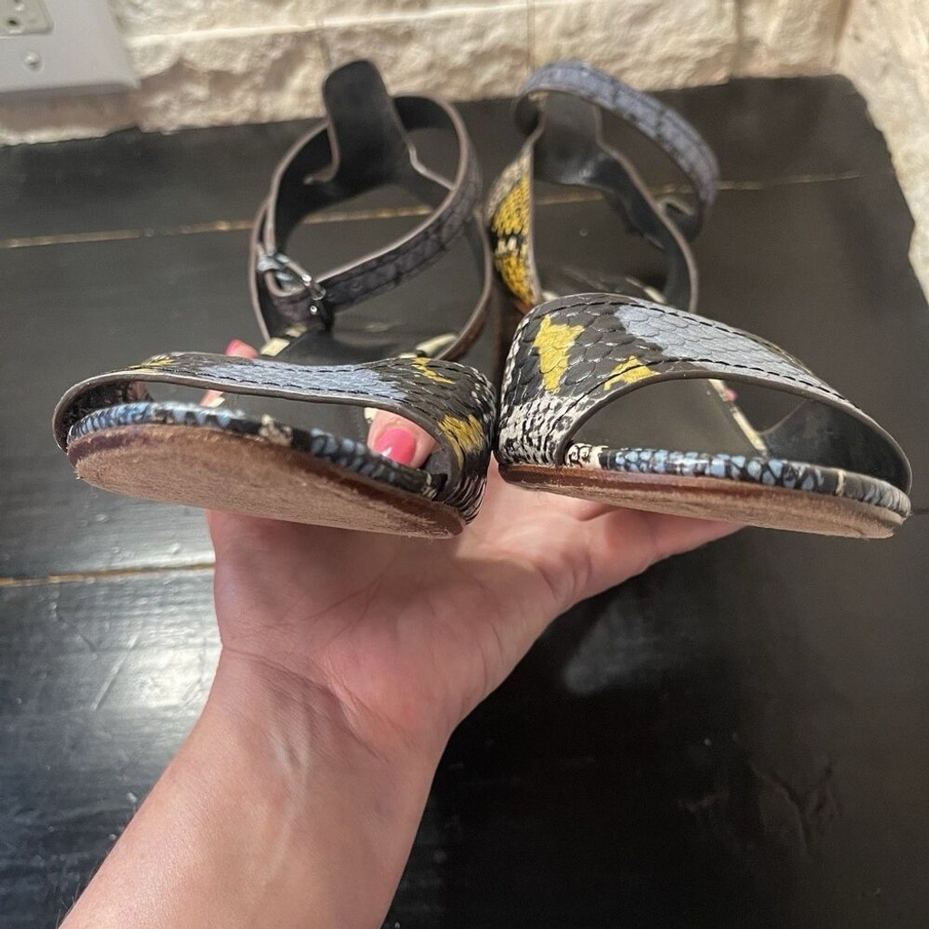 Coach Pipher Python/Anaconda Size 8.5 Wooden Bloc… - image 5