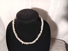 18" Puka White Chipped Sea shells Necklace. Surfer Style