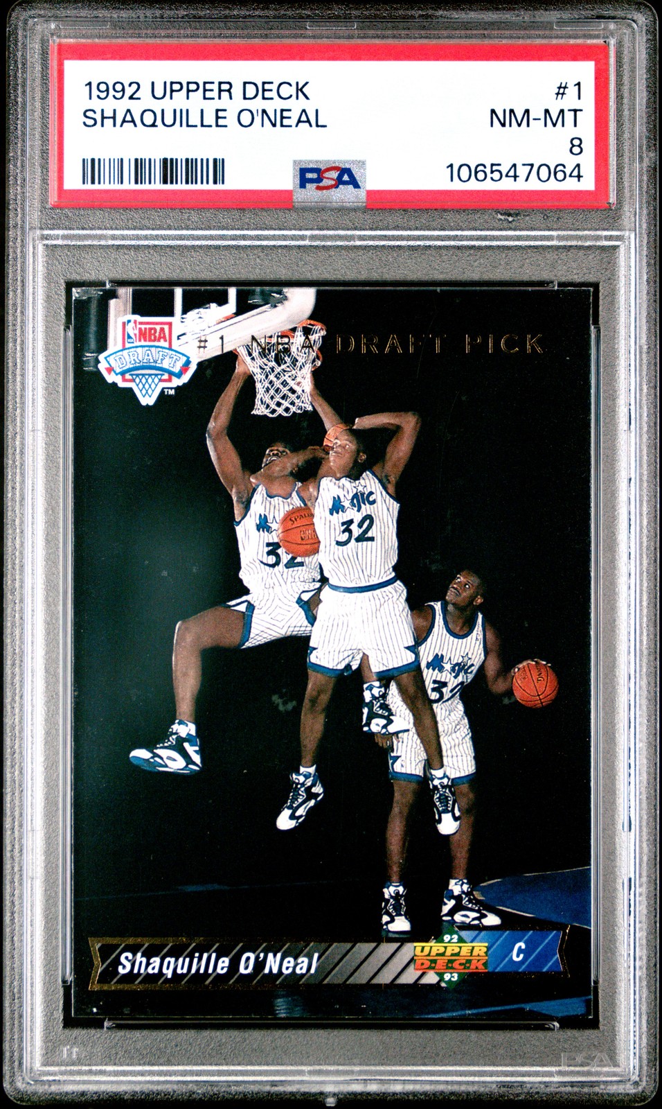 1992 UD #1 SHAQUILLE O'NEAL ROOKIE RC PSA 8