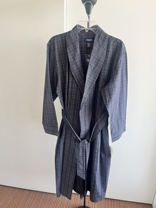 NWT Nautica Men’s Premium Cotton Robe NightGown Navy Blue Shawl Collar Medium