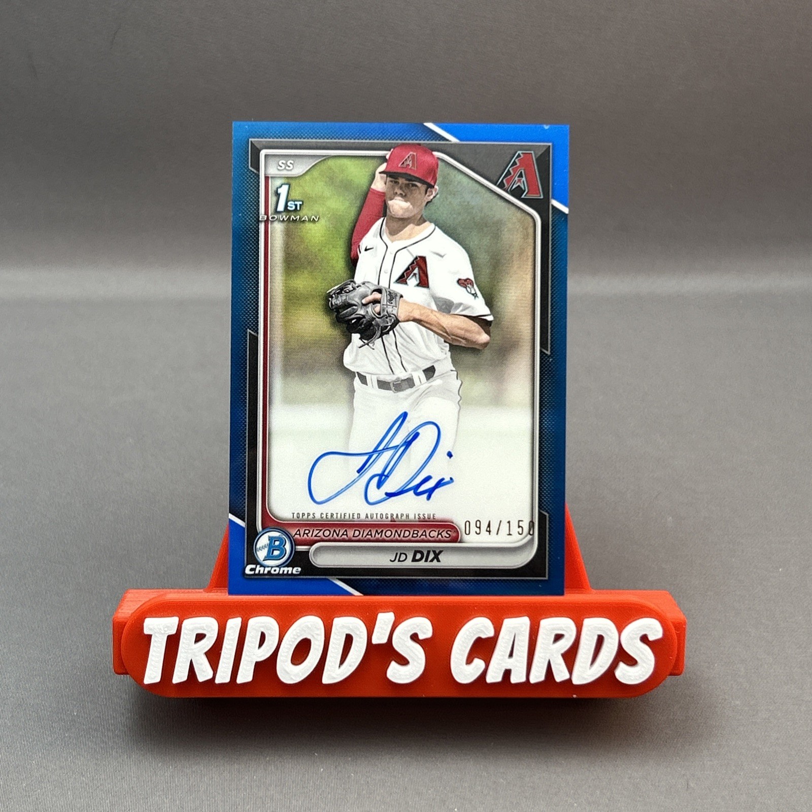 2024 Bowman Draft Chrome 1st JD Dix #CPA-JD True Blue Refractor Auto #94/150 Ari