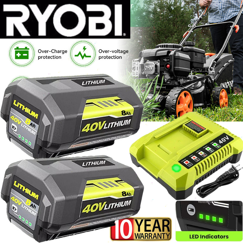 40V Lithium Battery 8.0Ah for Ryobi Lawn Mower OP4015 OP4050A Hedge Trimmer