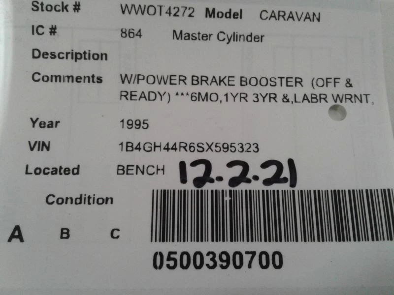 Brake Master Cylinder Fits 84-95 CARAVAN 1490581 - Image 4 of 4