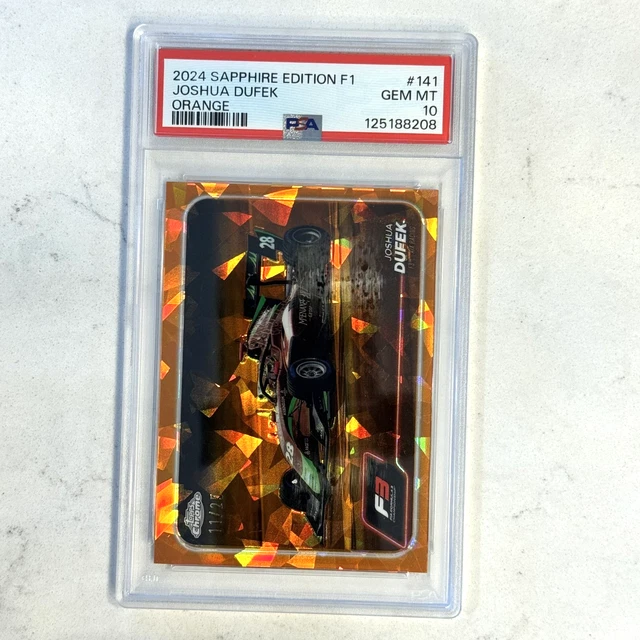 2024 Topps Chrome SAPPHIRE Formula 1 F1 JOSHUA DUFEK Orange /25 PSA 10