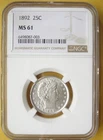 1892 Barber Silver Quarter NGC MS61 Take a Look