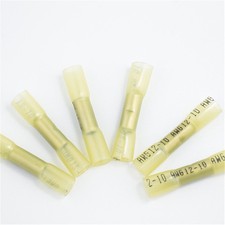 100Pcs Wire Butt Crimp Connector Heat Shrink Yellow 12-10 Gauge Terminal Radio